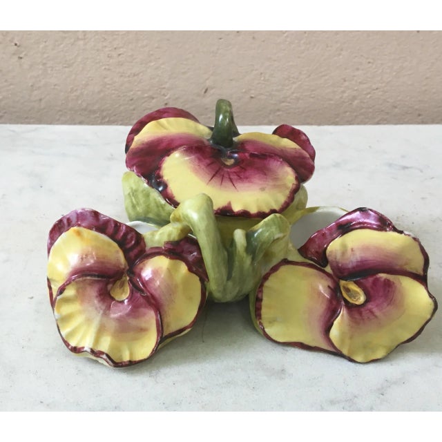1900s French Porcelain Pansy Salt Cellar For Sale In Austin - Image 6 of 6