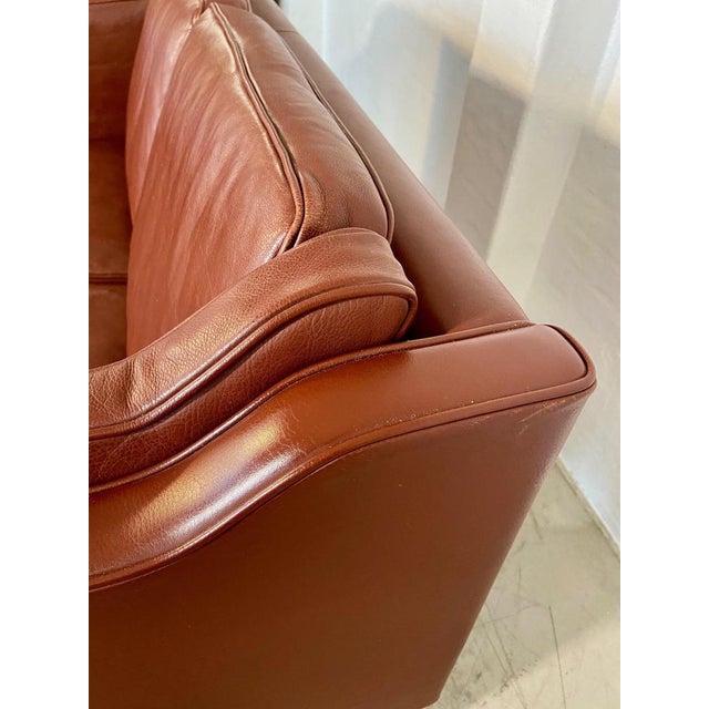 Wood Mid-Century Danish Cognac Leather 2-Seater Sofa from Mogens Hansen For Sale - Image 7 of 18