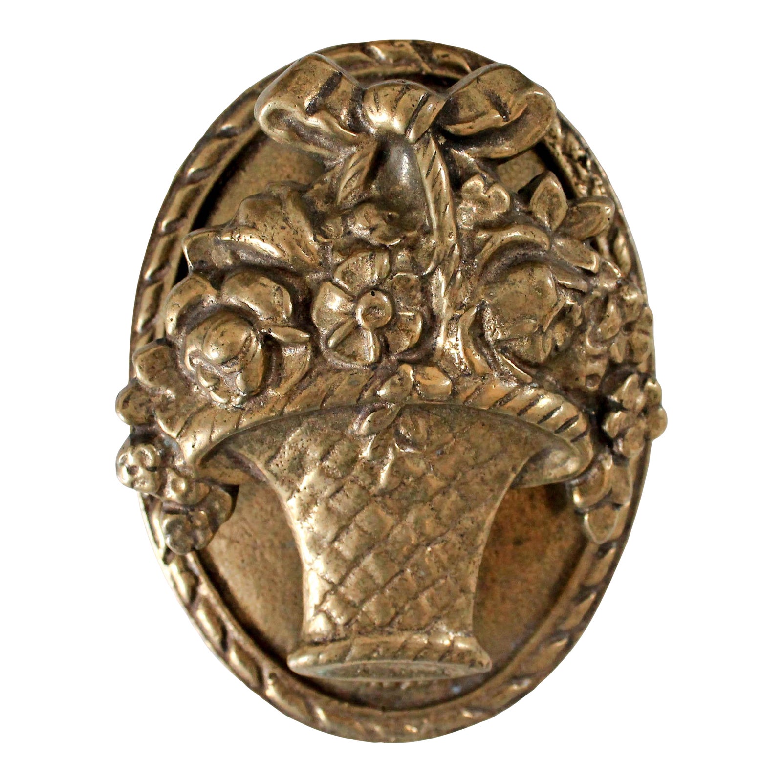 Vintage Brass Floral Basket Door Knocker Chairish