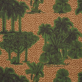 Schumacher Tropical Safari Print Fabric In Orinoco Verdant Oasis For Sale