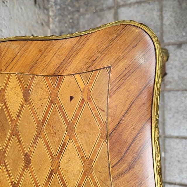 Napoleon III French Dressing Table in Wood Marquetry and Gilt Bronze, 1890s For Sale - Image 6 of 18