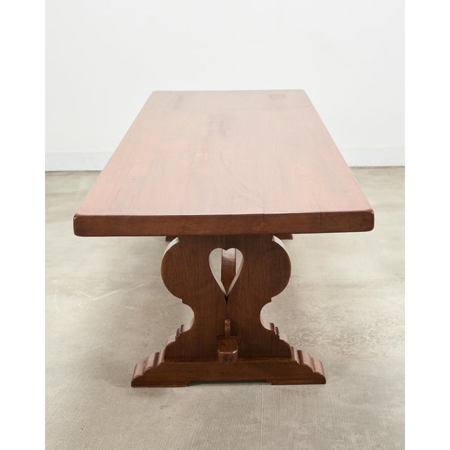 Country French Provincial Oak Trestle Farmhouse Dining Table 8 Ft For Sale - Image 15 of 18