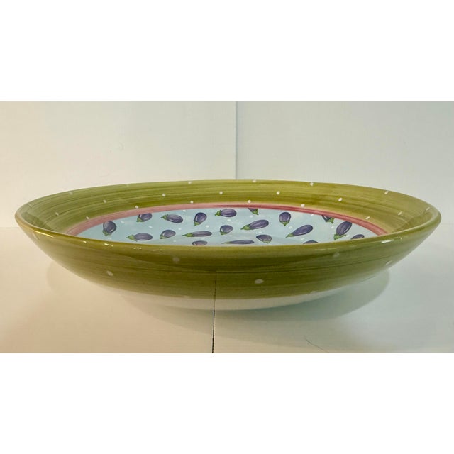 Ceramic 1990s Large Bois D’Arc Eggplant Serving Bowl by Heather Outlaw Kurpis for Essex Collection Portugal 14.5” For Sale - Image 7 of 12