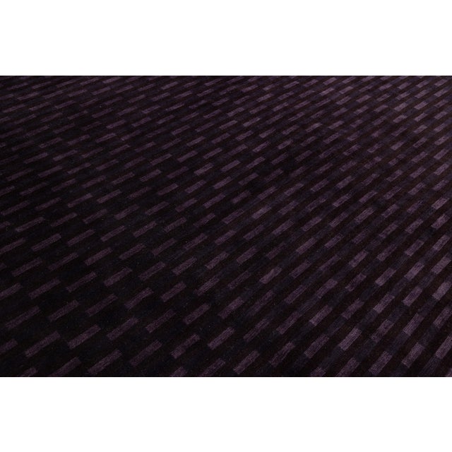 Modern Tibetan Wool and Silk Rug in Deep Plum, Minimalist Geometric Design For Sale - Image 10 of 10