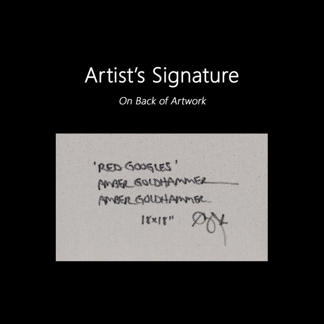 Red Googles - Original Colorful Abstract Mixed Media Painting on Canvas by Amber Goldhammer For Sale - Image 9 of 9
