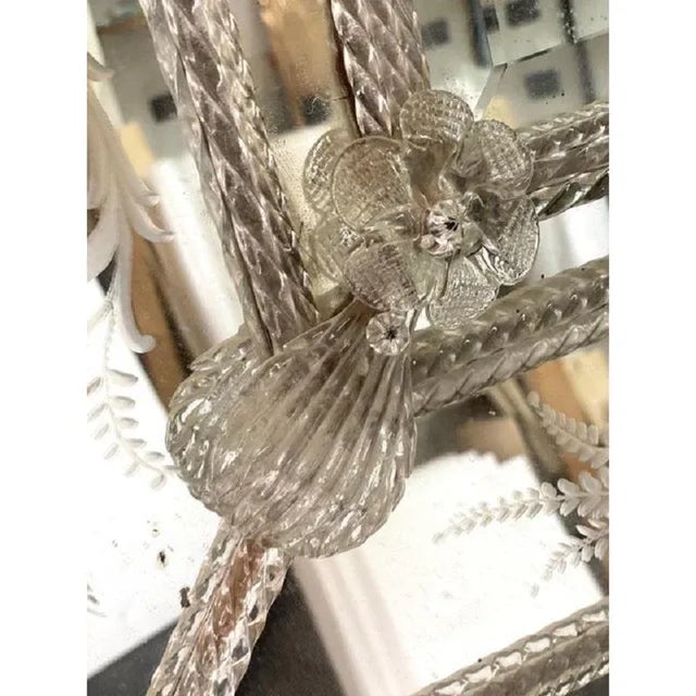 Glass Venetian Rectangular Floreal Hand-Carving Wall Mirror by Simong For Sale - Image 7 of 9