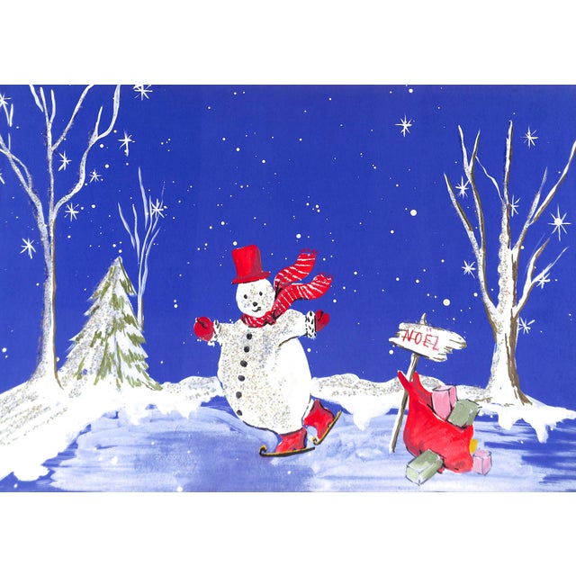 1950s Lanvin of Paris Original Advertising Watercolor Christmas Artwork For Sale