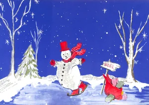 1950s Lanvin of Paris Original Advertising Watercolor Christmas Artwork