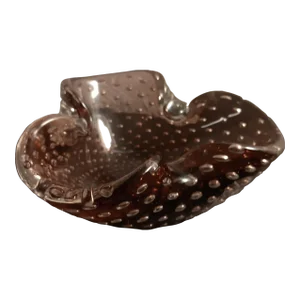1980s Murano Style Scalloped Bullicante Amethyst Ashtray