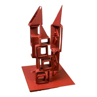 Joe Seltzer (American, 20th C.) - Postmodernist Steel Sculpture “Red Points”, Signed (Ca. 1980) For Sale