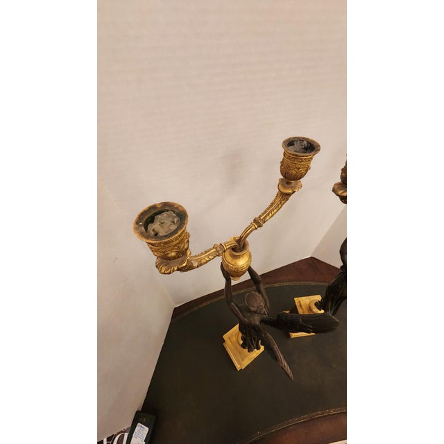 Pair of Early 19th Century Gilt Bronze Empire-Style Candelabras For Sale In Dallas - Image 6 of 7