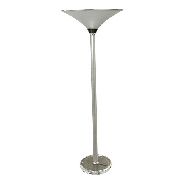 1970s Italian Lucite Floor Lamp With Chrome Details For Sale