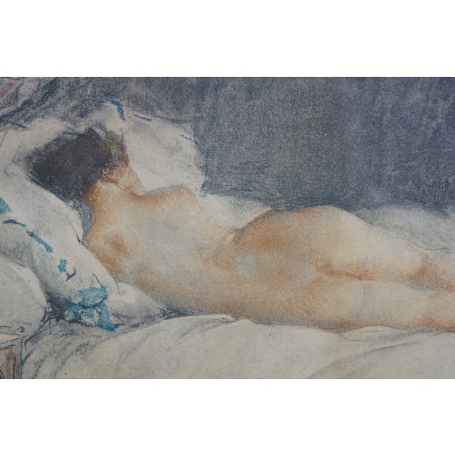 Antique Signed Antoine Calbet Awakening the Sleeping Beauty Etching 25" For Sale - Image 11 of 11