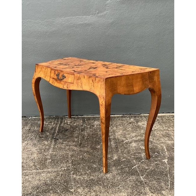 Vintage Italian Olive Burl Wood Writing Desk For Sale - Image 4 of 12