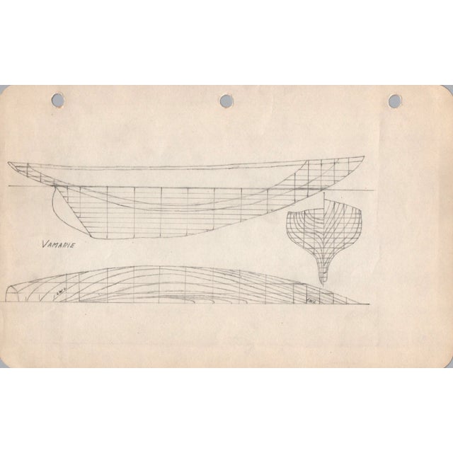 Mid-Century Modern 1940s Maine Marine Architectural Drawing on Paper For Sale - Image 3 of 3