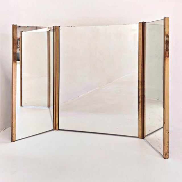 Mid-Century Modern Rectangular Folding Mirror in Brass, 1960s For Sale - Image 3 of 18