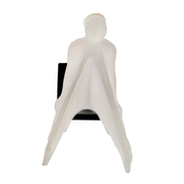 1930s Art Deco René Lalique Style Desna Frosted Glass Figure Fairy Flowing Wings For Sale - Image 9 of 13