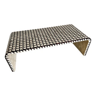 Tessellated Bone & Wood Waterfall Coffee Table, 1960s For Sale