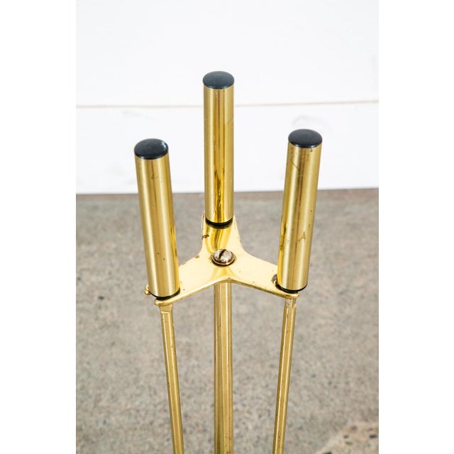 Metal Mid Century Modern Fireplace Tools Brass Cast Iron Pilgrim Seymour Nelson Metal- 4 Pieces For Sale - Image 7 of 12