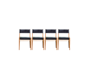 Mid-Century Leather & Oak Model 3024 Dining Chairs by Helmut Magg for Deutsche Werkstatten, 1957, Set of 4
