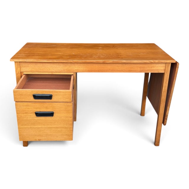 Vintage Mid-Century Modern Expandable Drop-Leaf Teak Writing Desk For Sale - Image 12 of 13