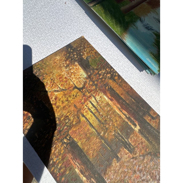 1990s Dark Fall Woods Foliage Landscape Painting on Canvas For Sale - Image 4 of 8