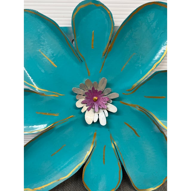 Pat & Andre Juneau Metal Flower Wall Sculpture, Large For Sale - Image 4 of 12
