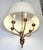 Traditional style brass chandelier paired with a white drum shade. This light requires six standard Edison style medium...