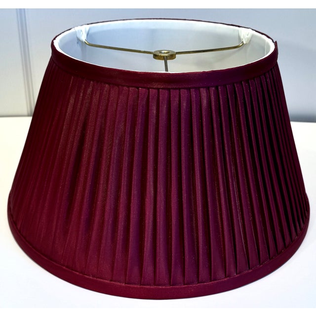 Maroon Hand Painted Ceramic Table Lamp, Bouillotte Style For Sale - Image 8 of 18