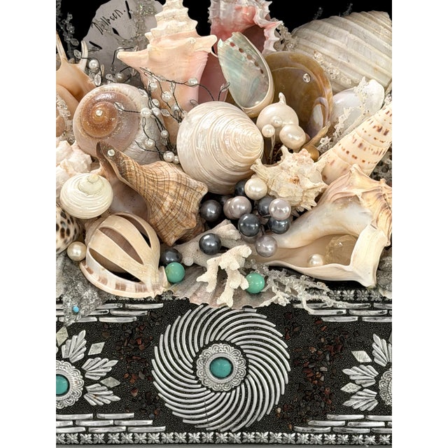 Shell Vintage Coastal Shell-Encrusted Decorative Box For Sale - Image 7 of 13