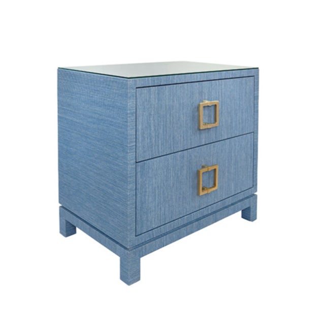 New special order item. Not vintage. Add a touch of whimsy to your space with the Cole Textured Light Blue Linen Side...