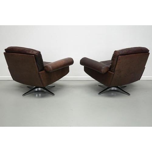 Vintage DS-31 Swivel Armchairs in Brown Leather from De Sede For Sale - Image 3 of 18