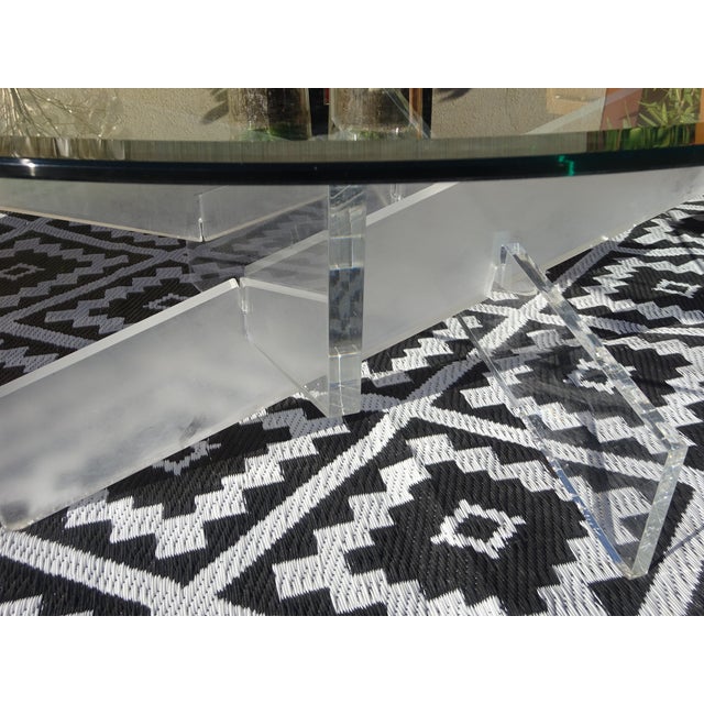 Glass Glass Coffee Table with Acrylic Glass Base For Sale - Image 7 of 12