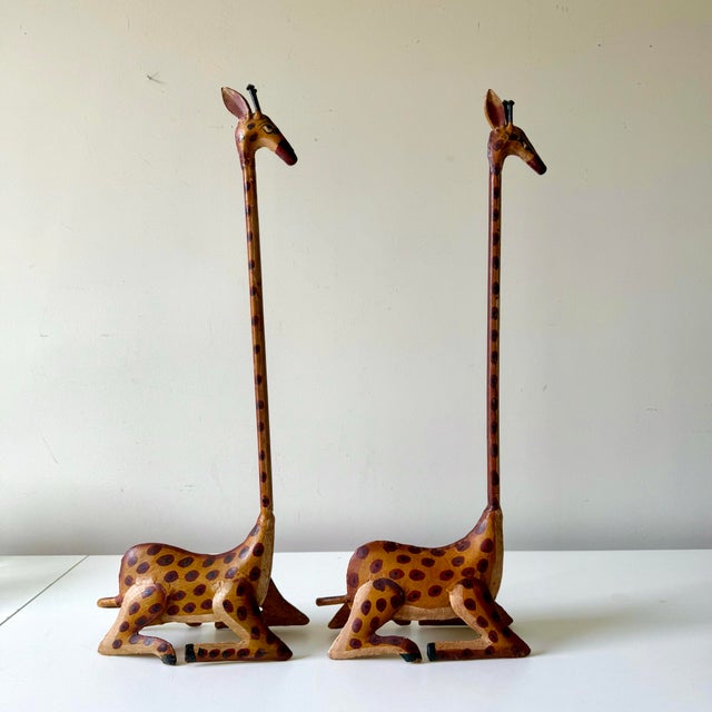Pair of Late 20th Century Tole Long Neck Giraffes For Sale - Image 4 of 7