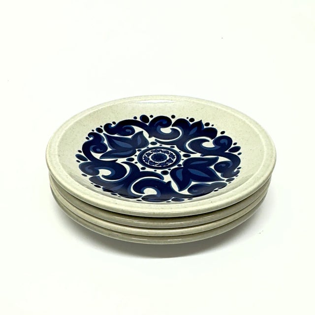 Mid 20th Century Graphic Floral Blue & White Wall Plate Curation - Group of 9 For Sale - Image 5 of 12