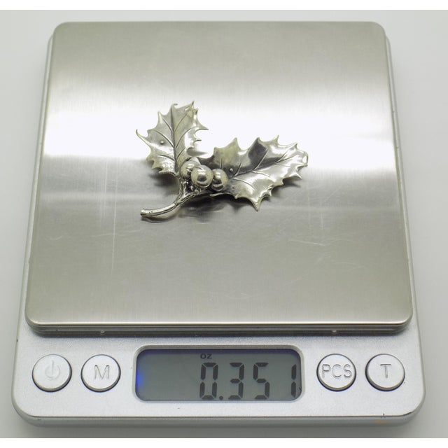 Vintage Italian Handmade Genuine Silver Mistletoe Christmas Decoration From Padua, 1980s Solid 800 Silver Holiday Botanical Miniature Gift For Sale - Image 9 of 11