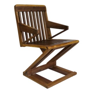 Vintage Wooden Zig Zag Chair, 1980s For Sale