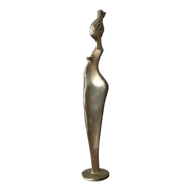 Vintage Brass Abstract Figurative of Woman For Sale
