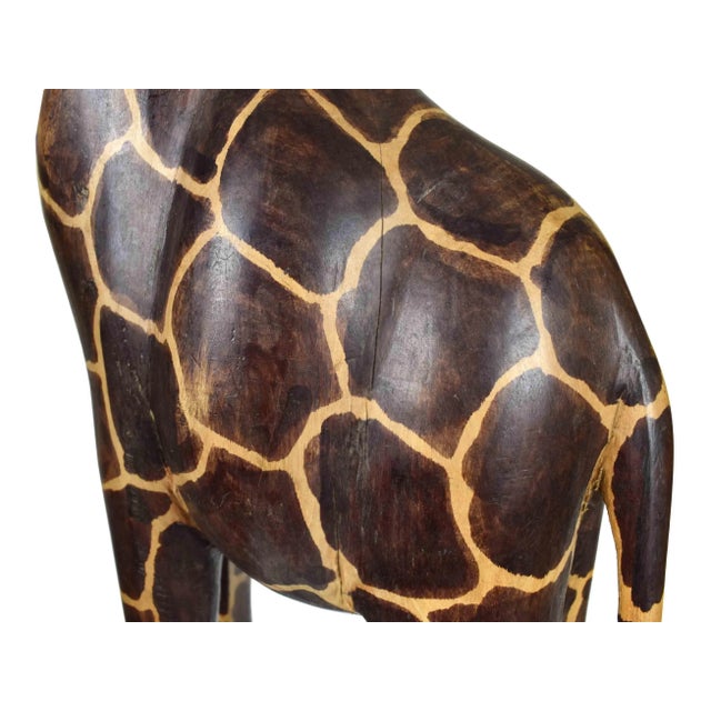 Mid 20th Century Tall Heavy Hand Carved Giraffe Floor Sculpture For Sale - Image 10 of 13