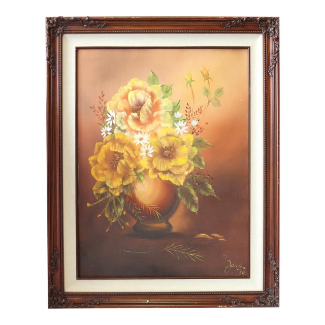 Midcentury Floral Still Life Painting For Sale
