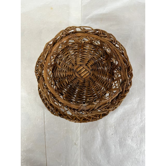 Wood Antique Woven Wicker Fruit Basket For Sale - Image 7 of 11