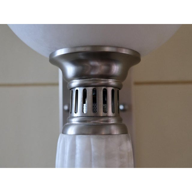Art Deco Sconces with Alabaster Bowls and Illuminated Cones, 1990s, Set of 2 For Sale - Image 4 of 17