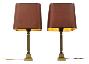 Mid-Century Brass Table Lamps in the style of Boulanger, 1950s, Set of 2