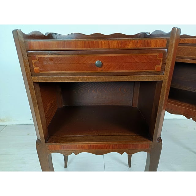 Antique Marquetry Bedside Tables, 1890s, Set of 2 For Sale - Image 9 of 18