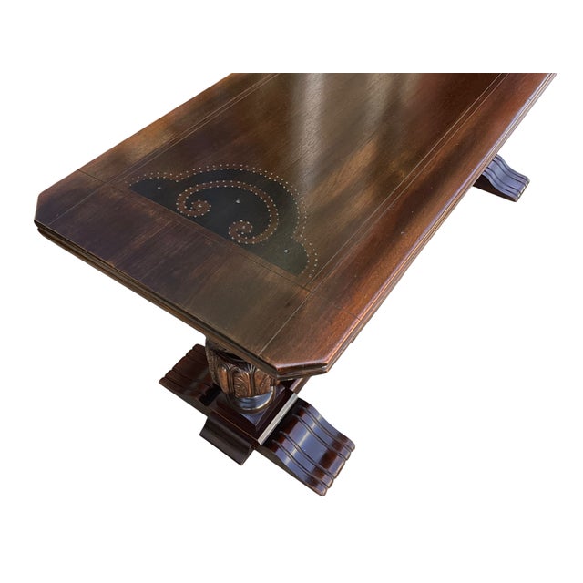 English Antique English Tudor Inlaid Refectory Console Sofa Table For Sale - Image 3 of 5