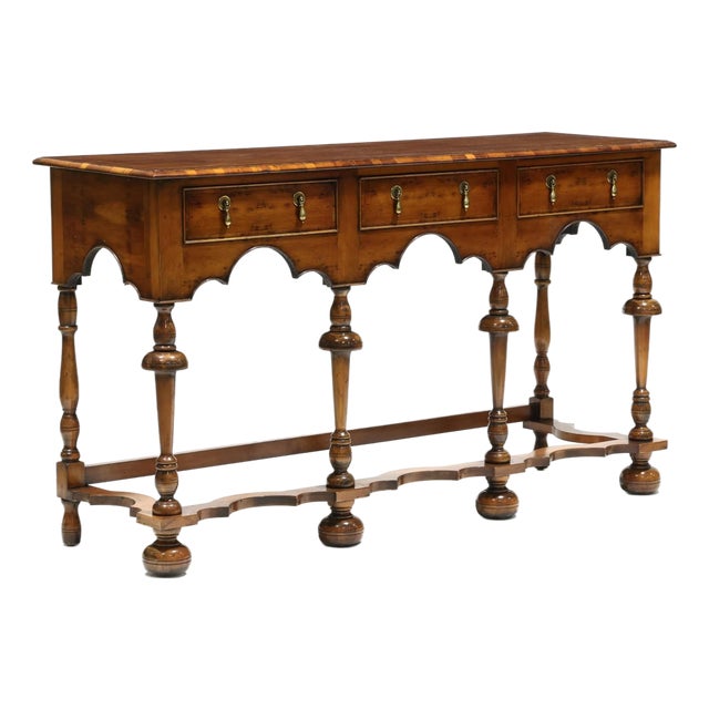 Late 20th Century William and Mary Style Yew Wood Buffet For Sale