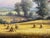 Sky Blue Vintage Painting of Harvest Time in the English Countryside by British Artist 1990 Circa For Sale - Image 8 of 17