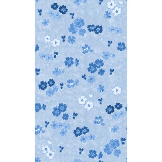 Sample - Large Scale, Flower Field Wallpaper by Paule Marrot in Blues For Sale