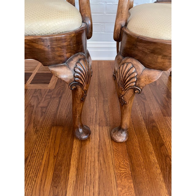 Set of 8 Vintage Queen Anne Dining Chairs With Carved Cabriolet Legs and Splats For Sale - Image 10 of 12