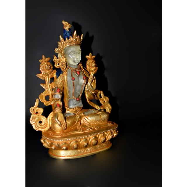 Rock Crystal White Tara Gilt Bronze Tibetan Authenticity Seal For Sale In Los Angeles - Image 6 of 18